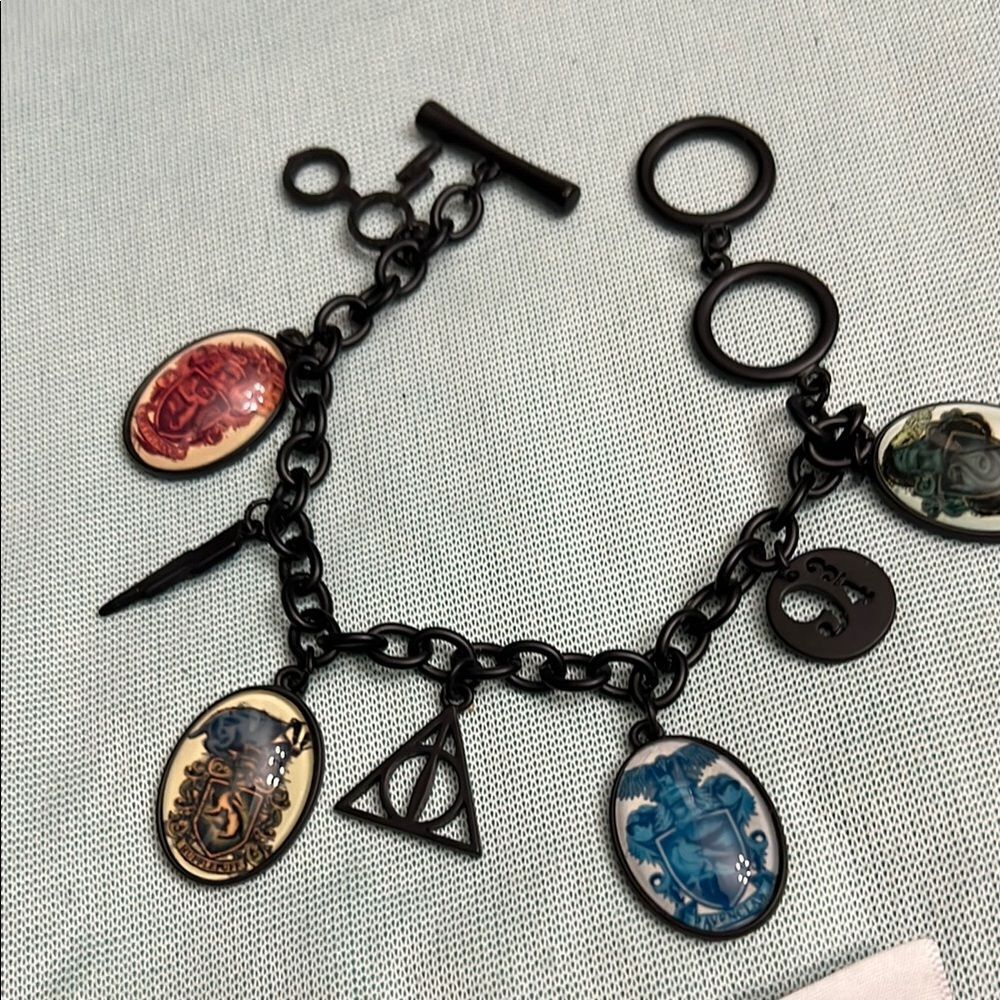 Black Charm Bracelet with Colorful Pendants